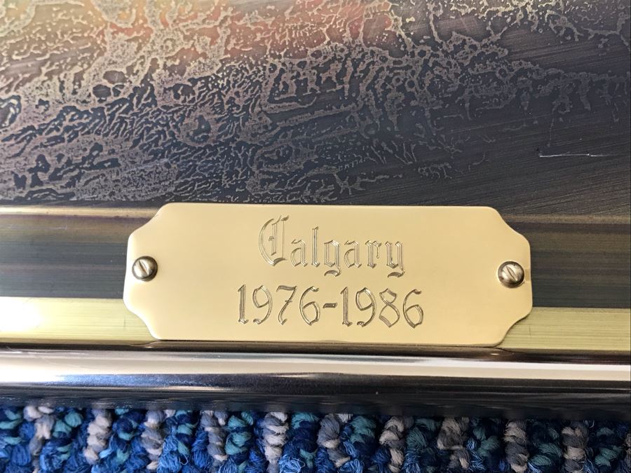 Vintage 1986 Bero Metallic Design Etching By Bernhard Rohne Titled 'Pump Jack' North Vancouver, B.C. Signed Bernhard Rohne 1986 With Brass Plate Titled Calgary 1976-1986 (Client Was In Oil Business) 11.5'W X 15.5'H [Photo 5]