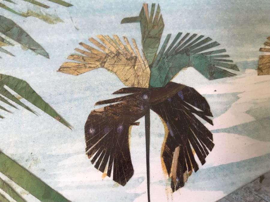 Original Asian Butterfly Wing Collage In Bamboo Style Wooden Frame 14.5'W X 12'H [Photo 8]