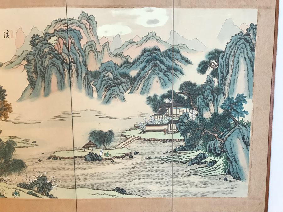 Original Chinese Painting Small Wooden Screen Wall Hanging [Photo 3]