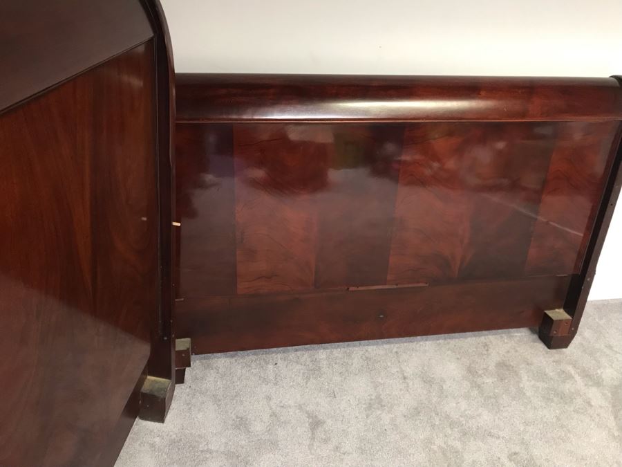 CORRECTION QUEEN SIZE - Gorgeous Mahogany Wood Ralph Lauren Henredon QUEEN Sleigh Bed - Very Heavy - Missing Hardware Screws [Photo 3]