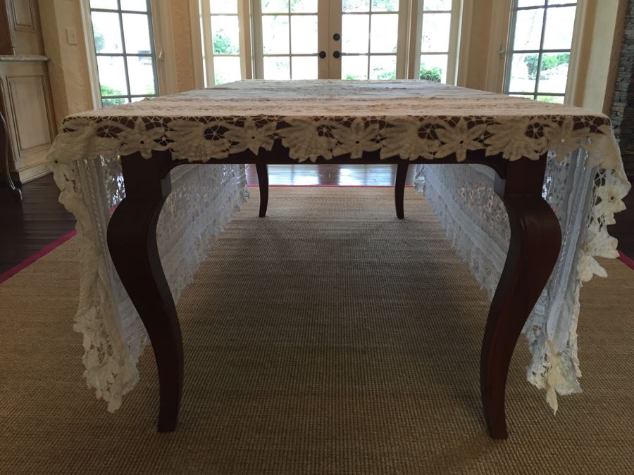 Vintage Battenberg Lace Tablecloth 84' X 84' [Photo 3]
