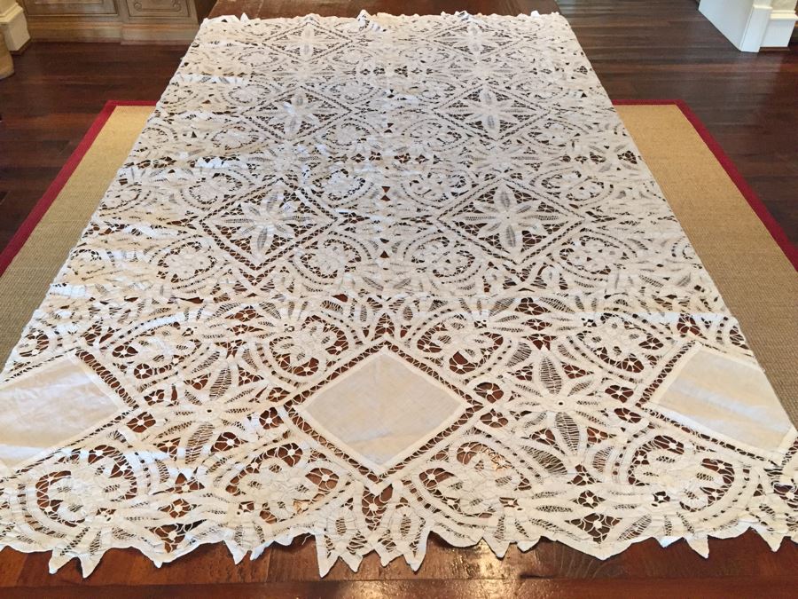 Vintage Battenberg Lace Tablecloth 66' X 66' [Photo 3]