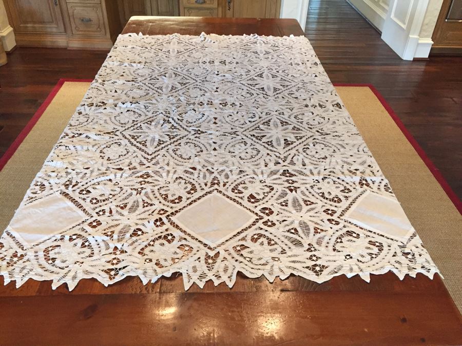 Vintage Battenberg Lace Tablecloth 66' X 66' [Photo 2]