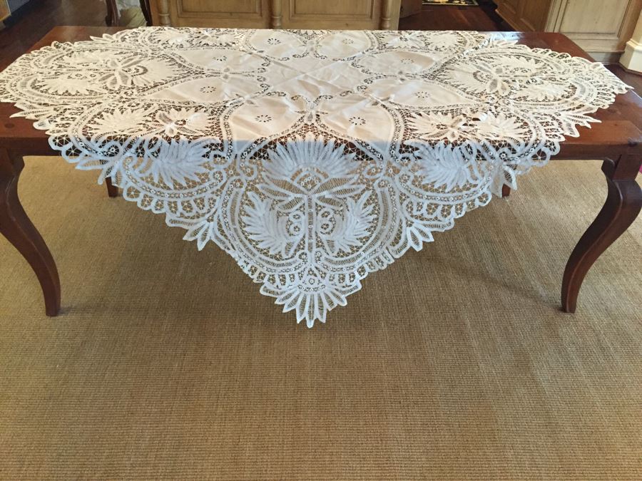 Vintage Battenberg Lace Tablecloth 69' X 69' [Photo 2]