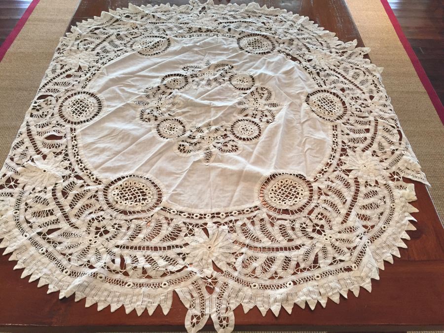 Pair Of Vintage Battenberg Lace Tablecloths 94'R And 74'R [Photo 5]