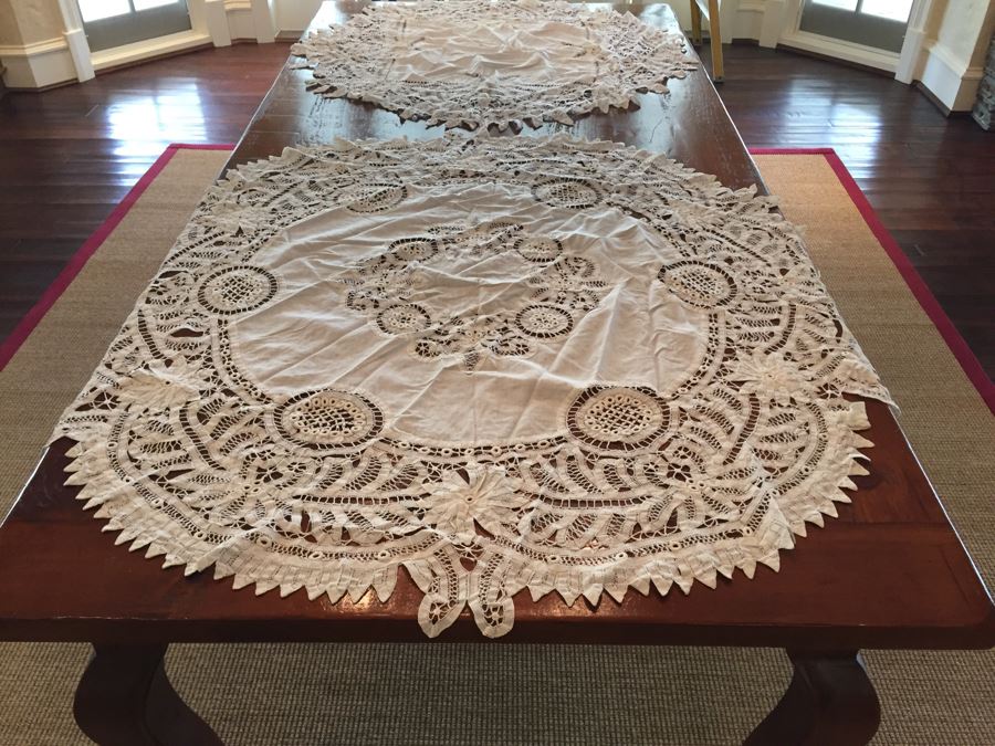 Pair Of Vintage Battenberg Lace Tablecloths 94'R And 74'R [Photo 8]