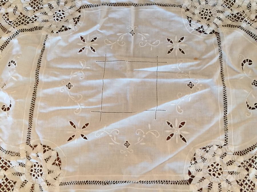 Pair Of Vintage Battenberg Lace Tablecloths 47'W And 40'W [Photo 3]