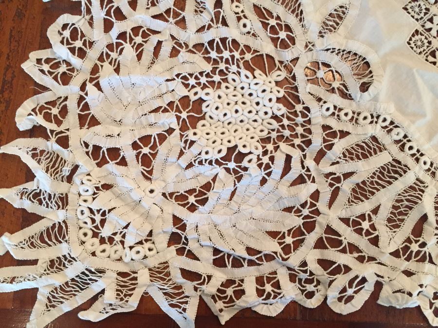 Pair Of Vintage Battenberg Lace Tablecloths 47'W And 40'W [Photo 9]