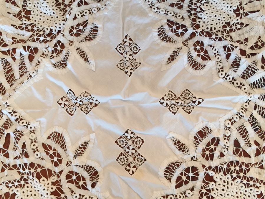 Pair Of Vintage Battenberg Lace Tablecloths 47'W And 40'W [Photo 8]