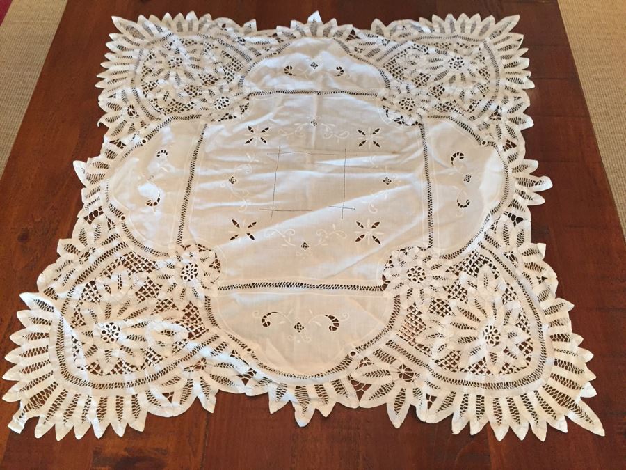 Pair Of Vintage Battenberg Lace Tablecloths 47'W And 40'W [Photo 2]