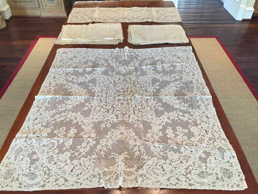 Vintage Battenberg Lace Tablecloth, Placemats And Table Runner [Photo 1]