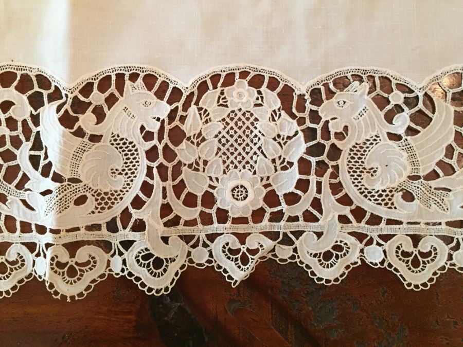 Set Of (3) Vintage Battenberg Lace Tablecloths