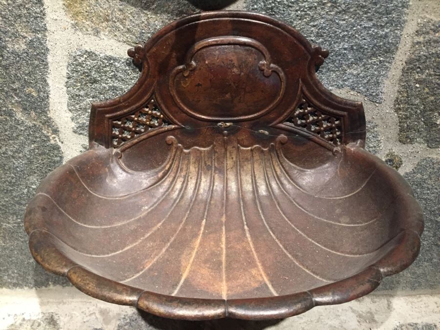 Antique French Metal Lavabo - Bottom Basin Has Been Repaired With Tack Welds - Signed A.P [Photo 8]