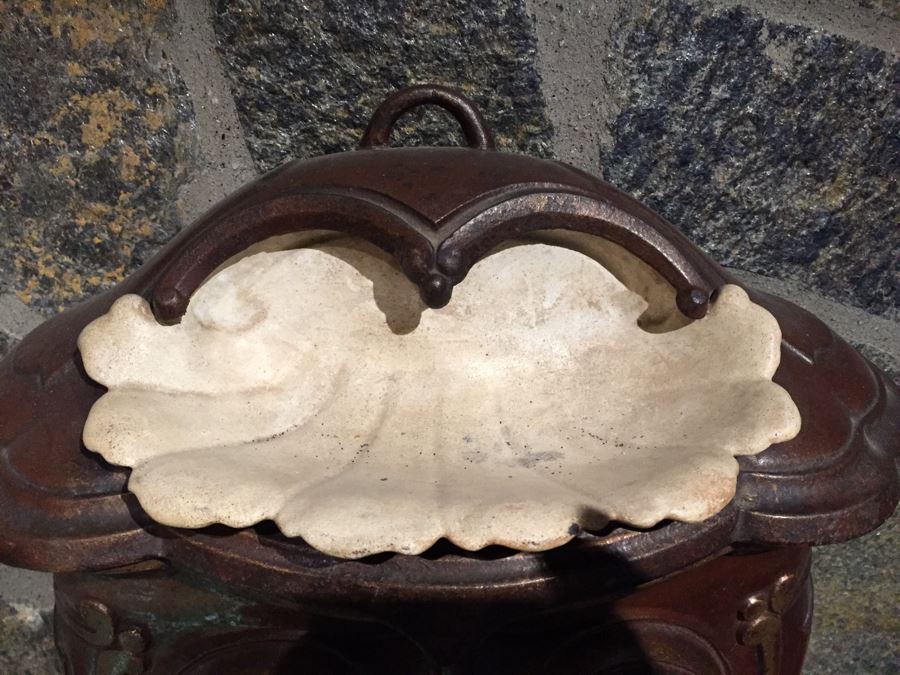 Antique French Metal Lavabo - Bottom Basin Has Been Repaired With Tack Welds - Signed A.P [Photo 4]