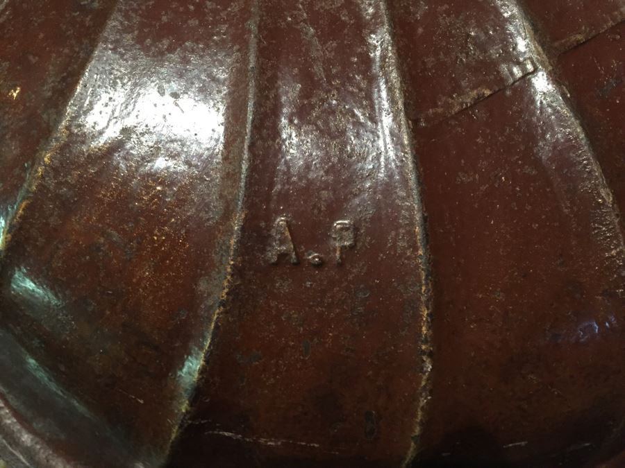 Antique French Metal Lavabo - Bottom Basin Has Been Repaired With Tack Welds - Signed A.P [Photo 12]