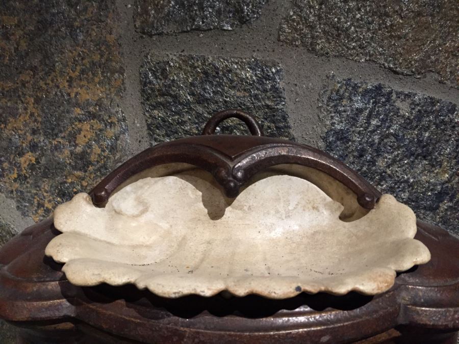 Antique French Metal Lavabo - Bottom Basin Has Been Repaired With Tack Welds - Signed A.P [Photo 5]