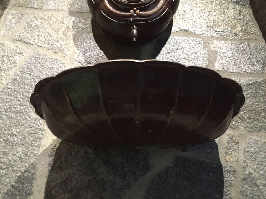 Antique French Metal Lavabo - Bottom Basin Has Been Repaired With Tack Welds - Signed A.P [Photo 10]