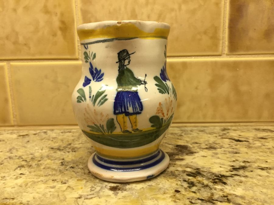 Set Of (3) Antique Signed Henriot Quimper France Hand Painted Pitchers 7', 6', 4' [Photo 17]