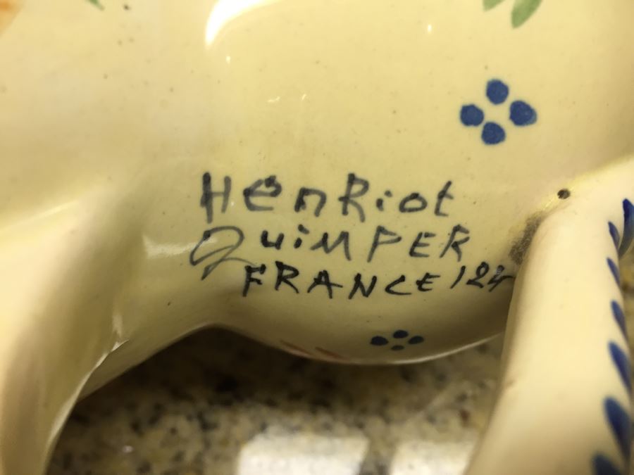 Set Of (3) Antique Signed Henriot Quimper France Hand Painted Pitchers 7', 6', 4' [Photo 14]