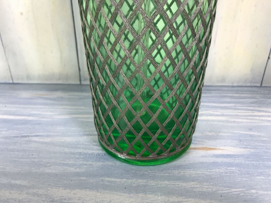 Vintage Green Glass Wire Mesh Seltzer Bottle 13.5'H [Photo 6]