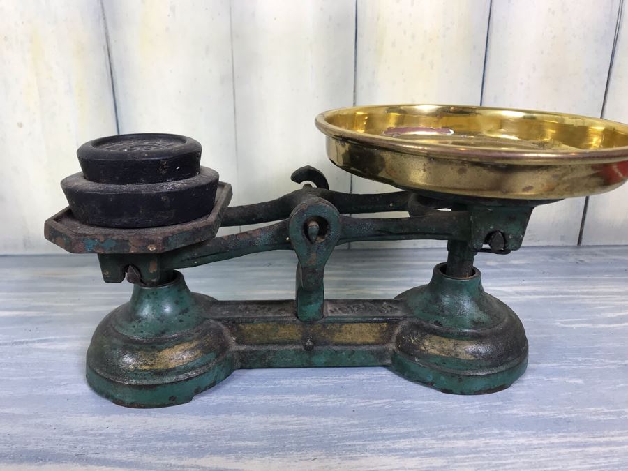 Antique Cast Iron Balance Scale With Brass Pan [Photo 13]