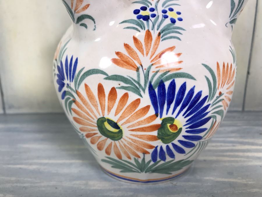 Signed Antique Henriot Quimper French Faience Hand Painted Vase 6.5'H [Photo 6]