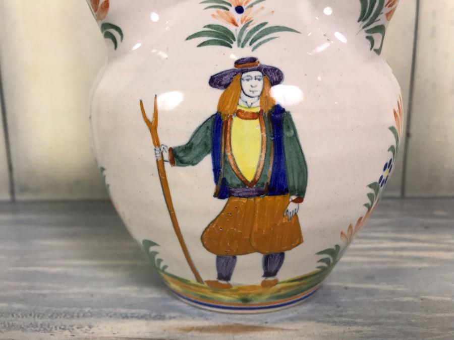 Signed Antique Henriot Quimper French Faience Hand Painted Vase 6.5'H [Photo 9]