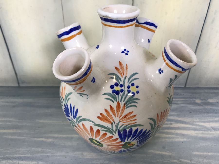 Signed Antique Henriot Quimper French Faience Hand Painted Vase 6.5'H [Photo 5]