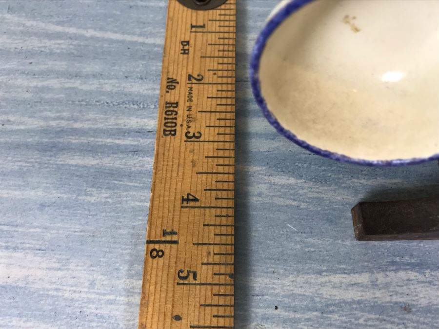 Rare Signed Antique Henriot Quimper French Faience Hand Painted Signed Barrel With Dispenser, (5) Signed Cups And Wooden Display Rack Liquor Set 10'W X 5'D X 6.5'H [Photo 33]