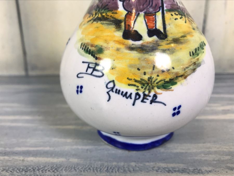 Signed Antique Henriot Quimper French Faience Hand Painted Vase 7'H [Photo 6]