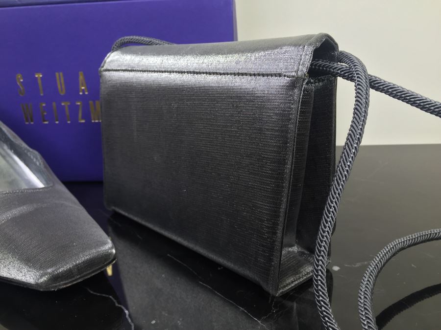 Stuart Weitzman Ladies Silver Heels Shoes Size 10 And Matching Handbag With Original Boxes [Photo 10]
