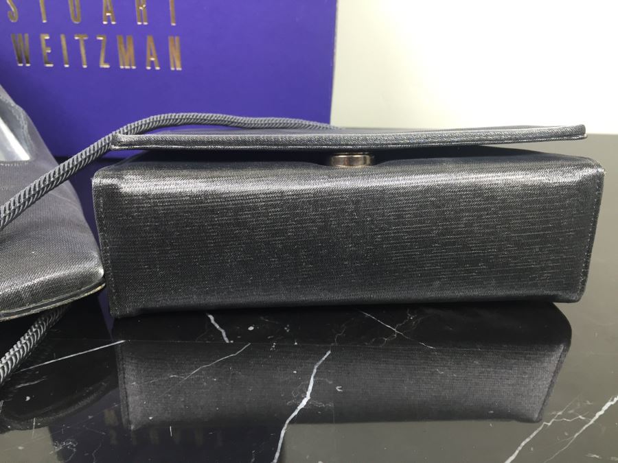 Stuart Weitzman Ladies Silver Heels Shoes Size 10 And Matching Handbag With Original Boxes [Photo 12]