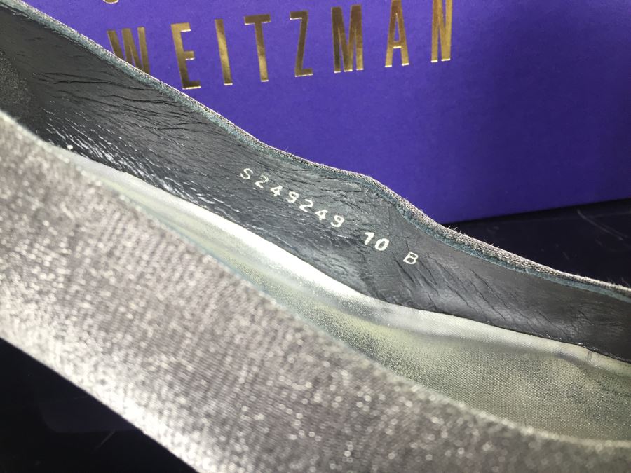 Stuart Weitzman Ladies Silver Heels Shoes Size 10 And Matching Handbag With Original Boxes [Photo 6]