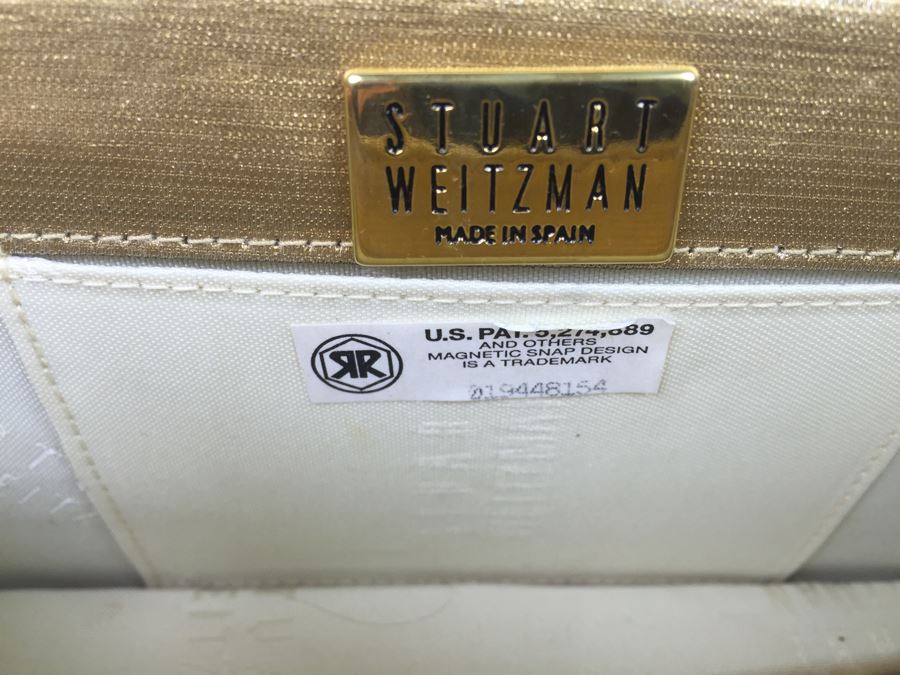 Stuart Weitzman Ladies Gold Heels Shoes Size 9 And Matching Handbag With Original Boxes [Photo 8]