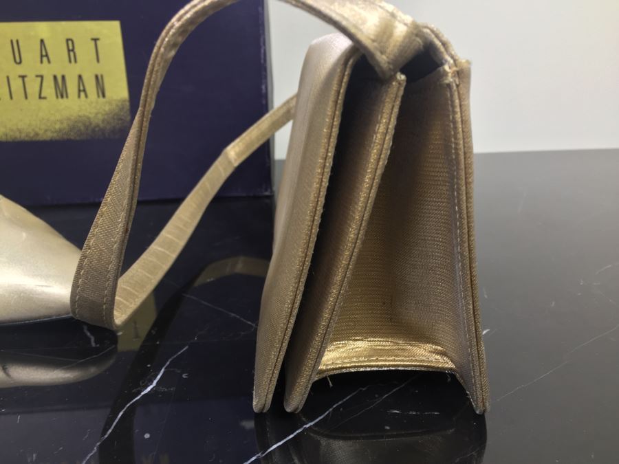 Stuart Weitzman Ladies Gold Heels Shoes Size 9 And Matching Handbag With Original Boxes [Photo 5]