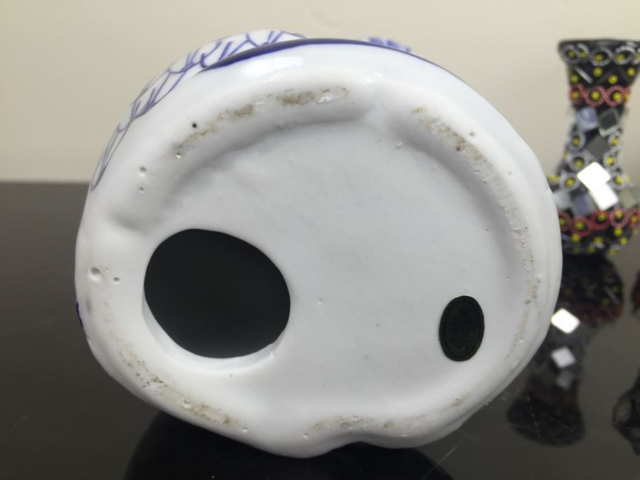 Brass Kettle And Home Decor Lot With Blue And White Cat [Photo 14]