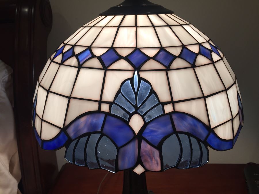 Contemporary Metal Lamp With Stained Glass Lamp Shade [Photo 4]