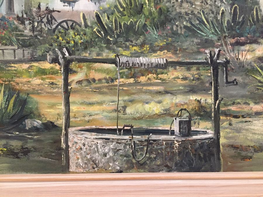 Original Painting Of Village Landscape Scene Signed Morales 28'W X 24'H [Photo 4]