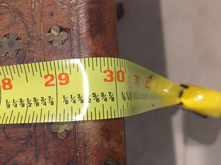 Detailed Morrocan Brass Inlay Wooden Coffee Table 30' X 17' [Photo 10]