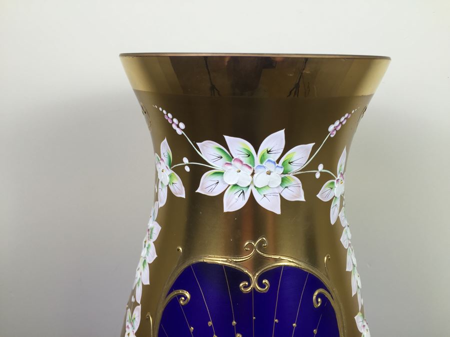 Large Bohemia Crystal Slavia Glassworks Vase Hand Made In Czech Republic 20'H [Photo 4]