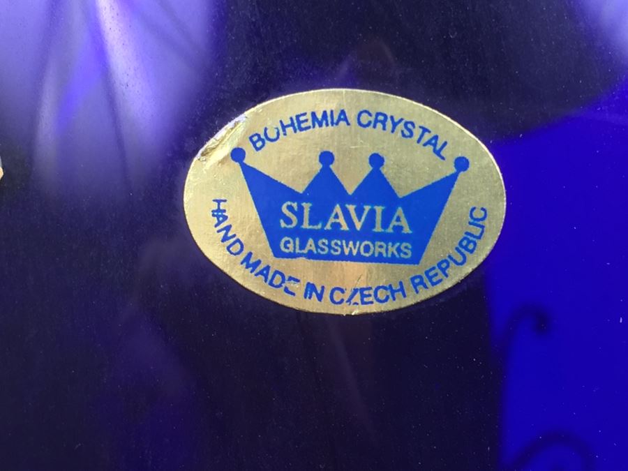 Large Bohemia Crystal Slavia Glassworks Vase Hand Made In Czech Republic 20'H [Photo 9]