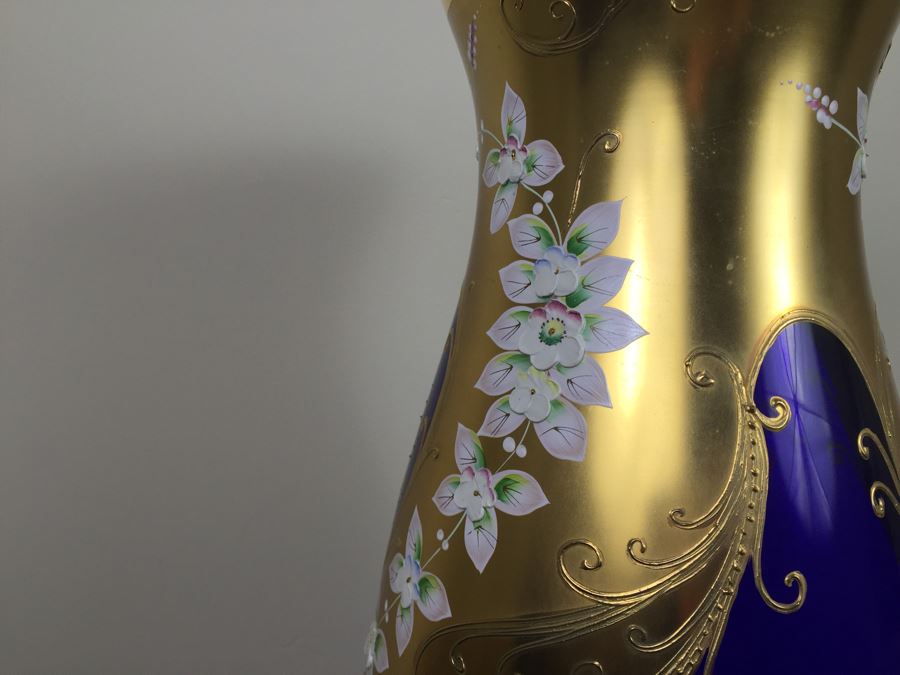 Large Bohemia Crystal Slavia Glassworks Vase Hand Made In Czech Republic 20'H [Photo 8]