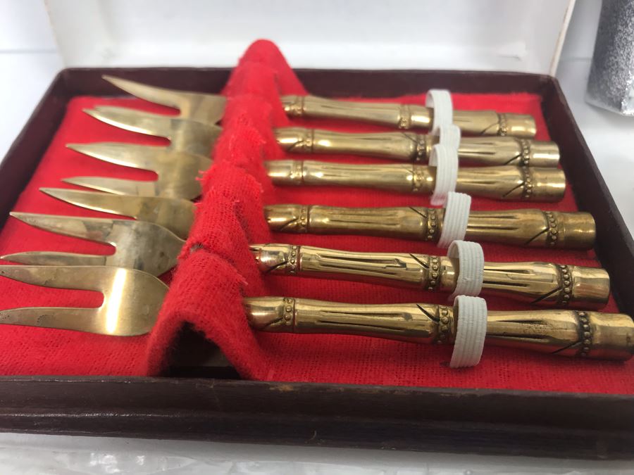 Collection Of Various Spoons From The Far East And Brazil And Brass Bamboo Style Forks [Photo 13]