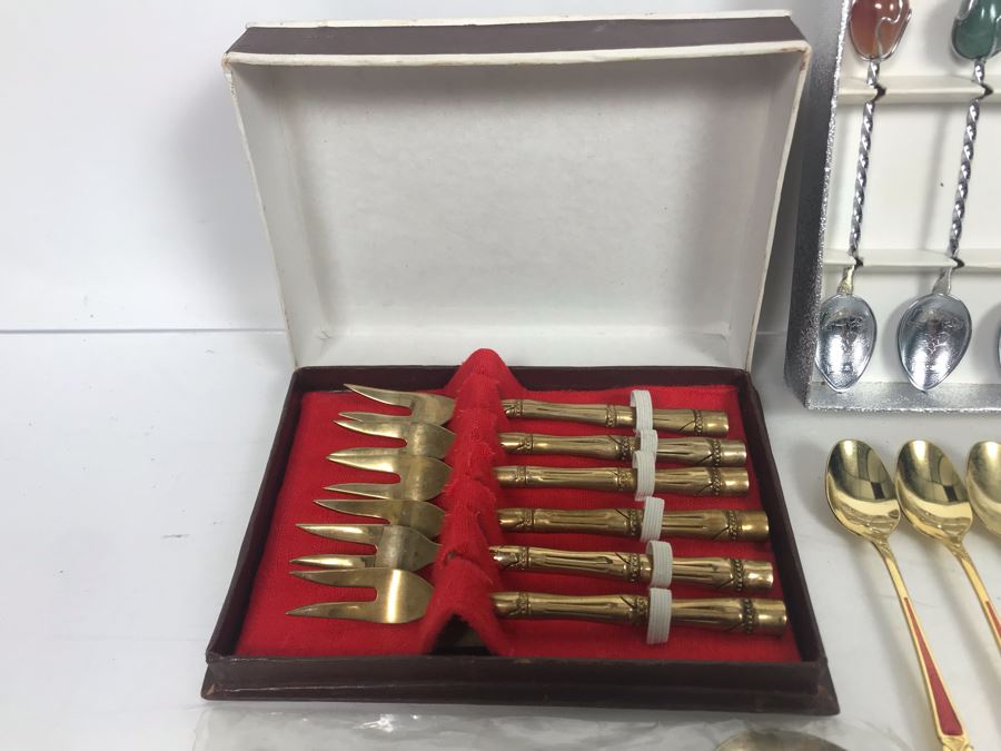 Collection Of Various Spoons From The Far East And Brazil And Brass Bamboo Style Forks [Photo 12]