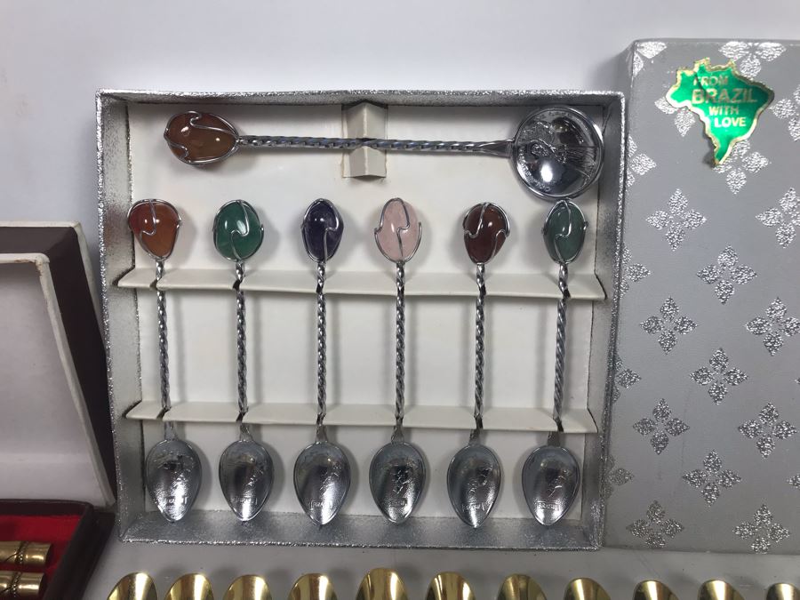 Collection Of Various Spoons From The Far East And Brazil And Brass Bamboo Style Forks [Photo 4]