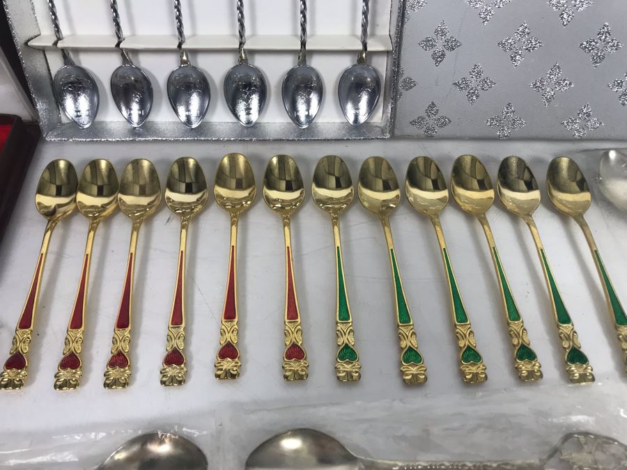 Collection Of Various Spoons From The Far East And Brazil And Brass Bamboo Style Forks [Photo 7]