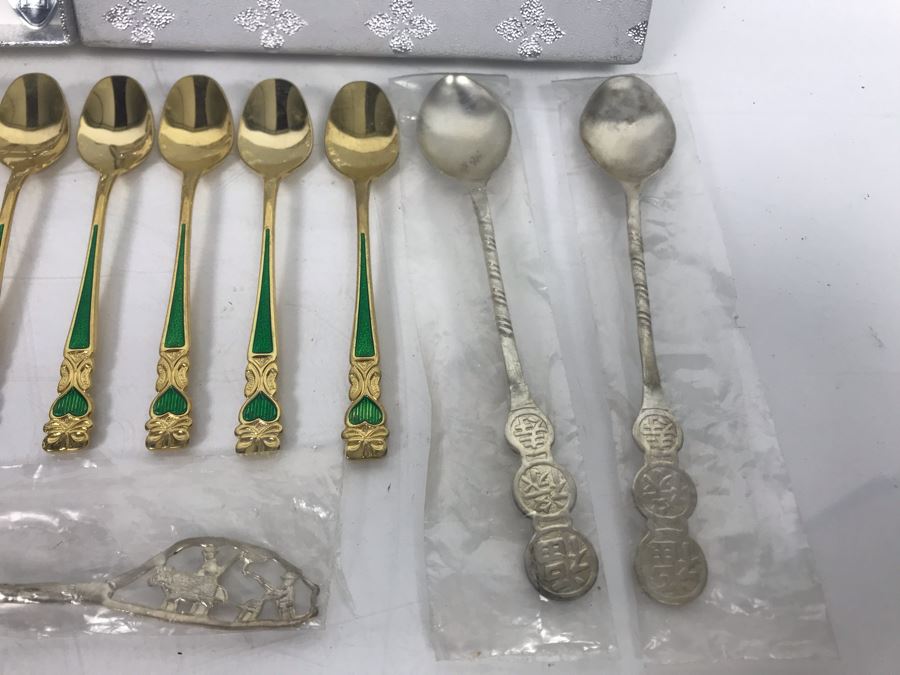 Collection Of Various Spoons From The Far East And Brazil And Brass Bamboo Style Forks [Photo 8]