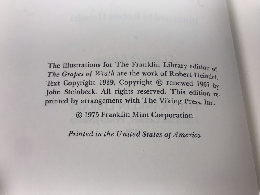 Vintage 1975 The Franklin Library Hardcover Book The Grapes Of Wrath By John Steinbeck [Photo 6]