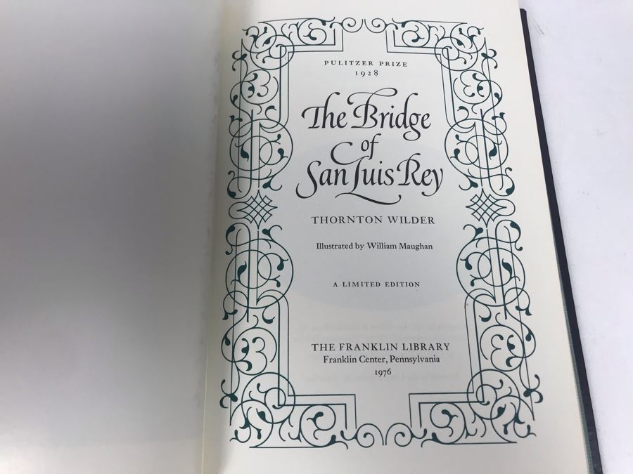 JUST ADDED - Set Of (3) The Franklin Library Hardcover Books: A Fable By William Faulkner, Dragon's Teeth By Upton Sinclair And The Bridge Of San Luis Rey By Thornton Wilder [Photo 13]