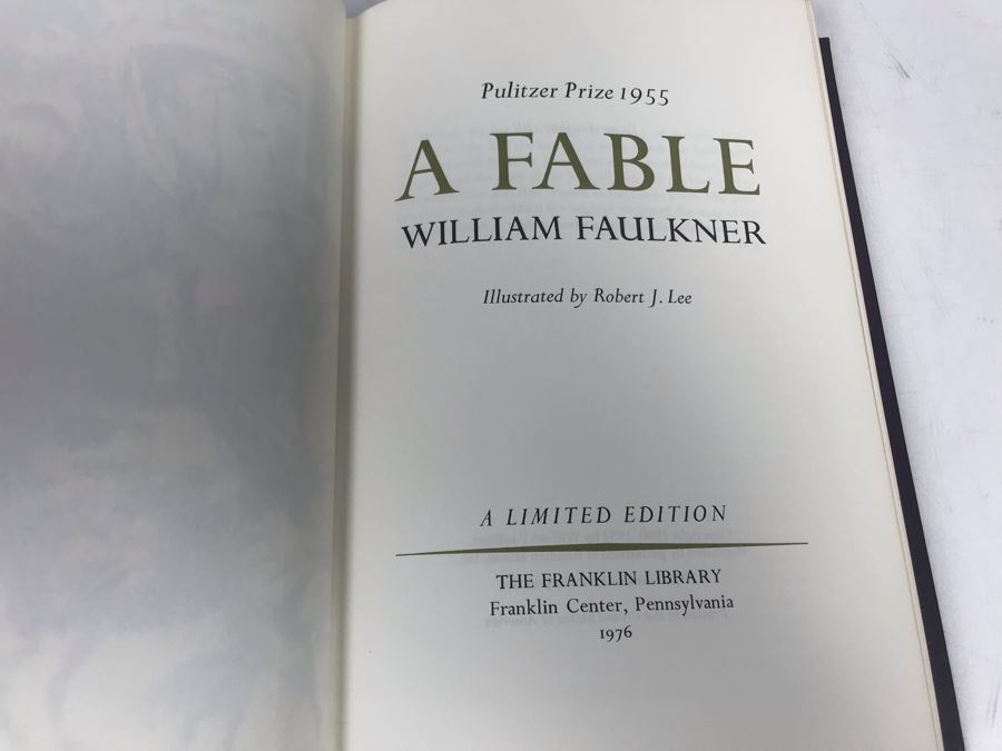 JUST ADDED - Set Of (3) The Franklin Library Hardcover Books: A Fable By William Faulkner, Dragon's Teeth By Upton Sinclair And The Bridge Of San Luis Rey By Thornton Wilder [Photo 10]